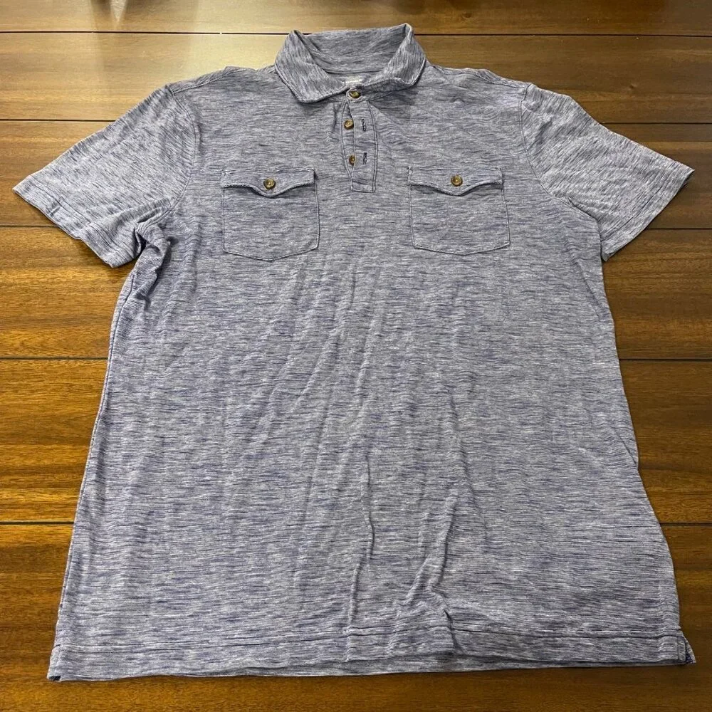 Banana Republic Men's Heathered Polo Shirt large blue